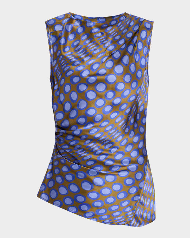 Wiggle Dot Asymmetric Draped Sleeveless Top